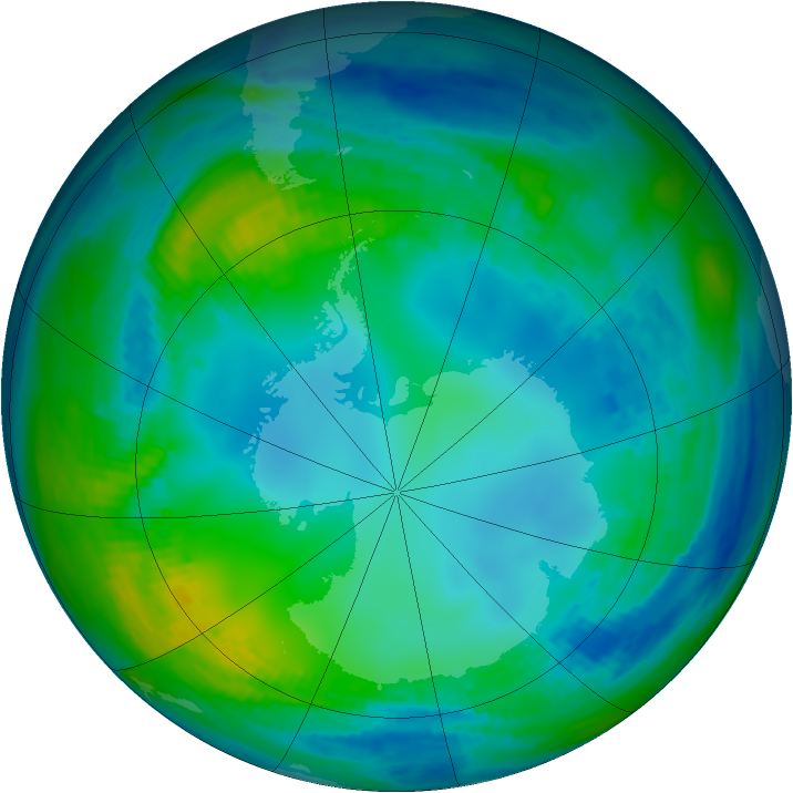 Antarctic ozone map for 19 May 1991